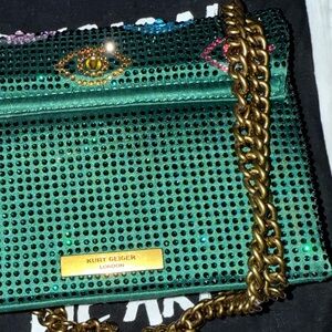 Kurt Geiger Green Crystal Embellished Bag